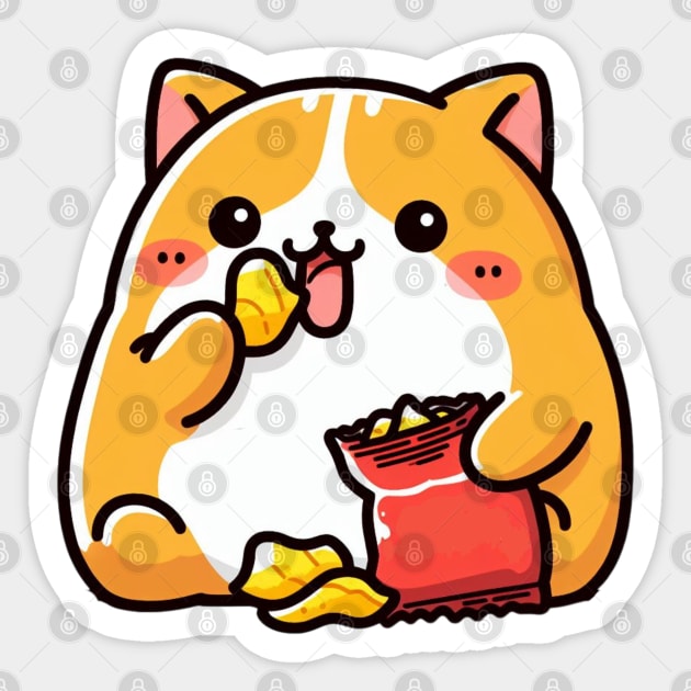 Potato chips cat Sticker by Japanese Fever